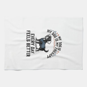 Dog Therapy Shirt Vintage Engraved Dog Lover Gift_ Tea Towel