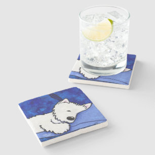 Dog Tired Westie Stone Coaster