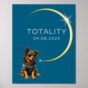 Dog Total Solar Eclipse 2024 Totality Funny Dog Gl Poster