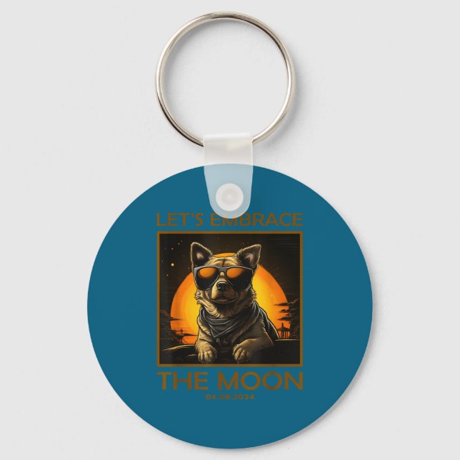 Dog Total Solar Eclipse Embrace Key Ring (Front)