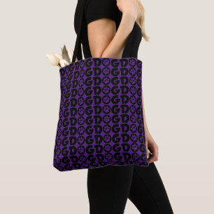 Dog Tote Bag in Deep Purple and Black