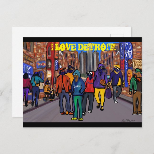 Dog Town City - DETROIT Holiday Postcard (Front/Back)