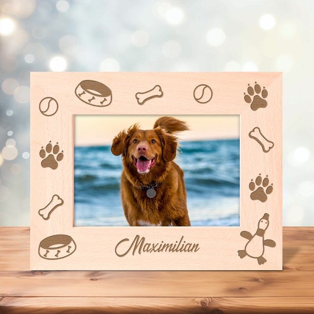 Dog Toys Dish Paw Prints 7x5 Etched Frames (Creator Uploaded)