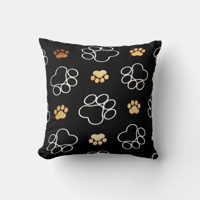 Dog Tracks Throw PIllow (Front)