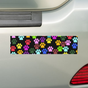 Dog Trails, Puppy Paws, Traces - Red Blue Green Bumper Sticker