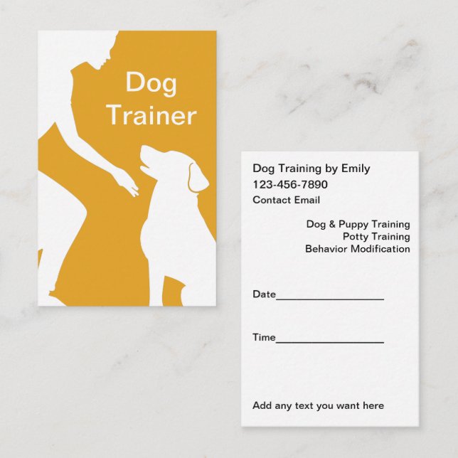 Dog Trainer Appointment Reminder Cards (Front/Back)