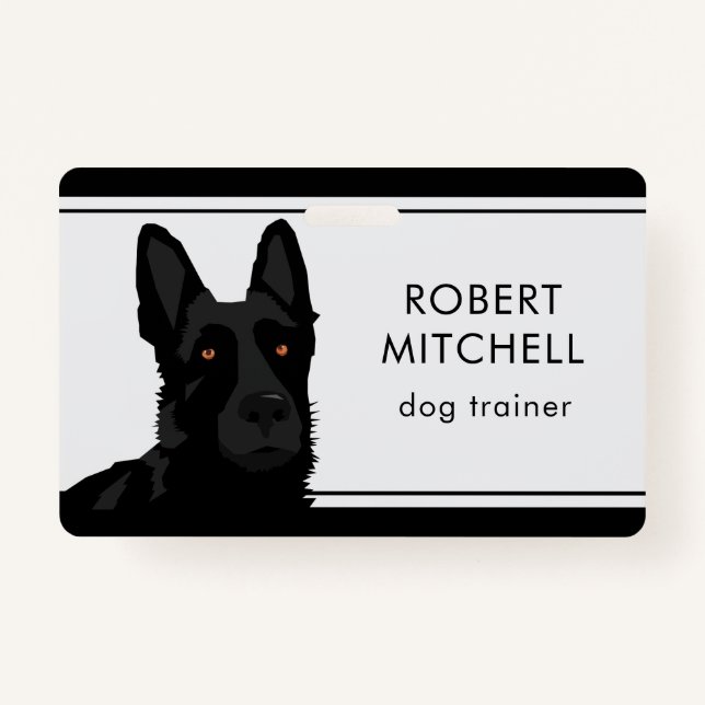 Dog Trainer Black German Shepherd Badge ID Badge (Front)