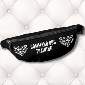 Dog Trainer Black White Paw Print Bum Bags