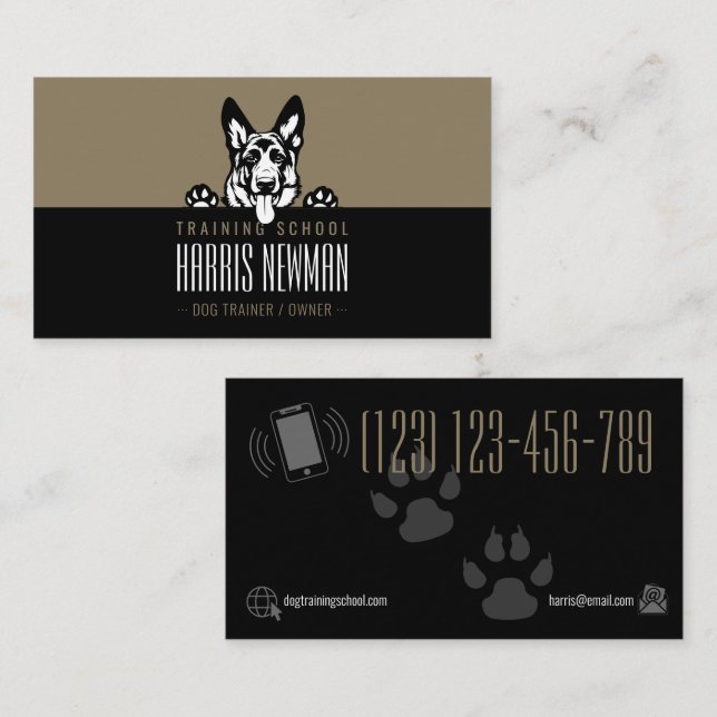 Dog Trainer | Dog Training School Business Card (Front/Back)