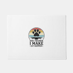 Dog Trainer I Make Sit Happen Vintage Paw Shirt_1 Doormat