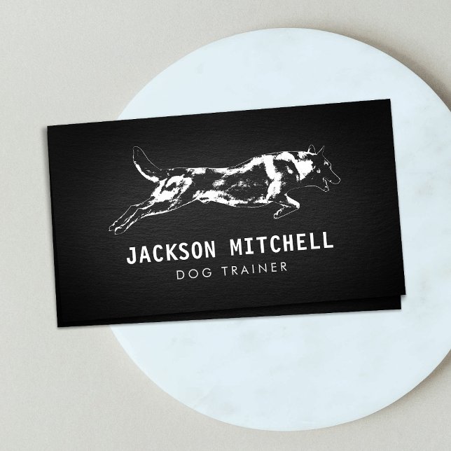 Dog trainer - K9 Trainer Black and white Business Card (Creator Uploaded)
