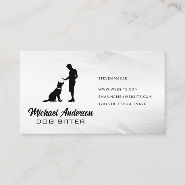 Dog Trainer Logo | Dog Sitting Services Business Card (Front)