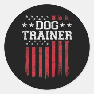 Dog Trainer Proud American Flag Usa Patriot Patrio Classic Round Sticker