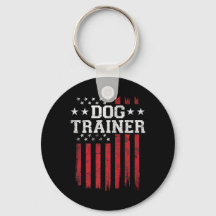 Dog Trainer Proud American Flag Usa Patriot Patrio Key Ring