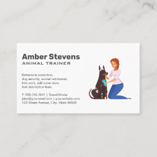 Dog Trainer Sitter Woman Cleaning Dog Business Card