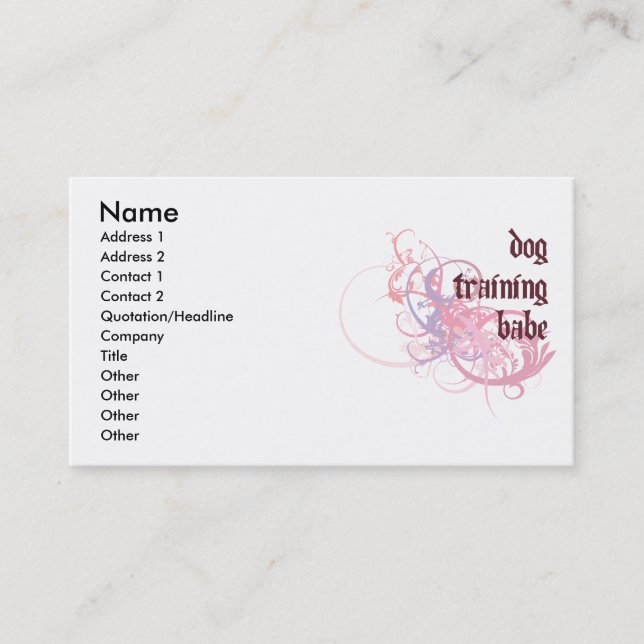 Dog Training Babe Business Card (Front)