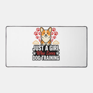 Dog Training Girl Corgi Vintage Vector Shirt Desig Desk Mat