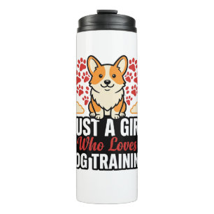 Dog Training Girl Corgi Vintage Vector Shirt Desig Thermal Tumbler