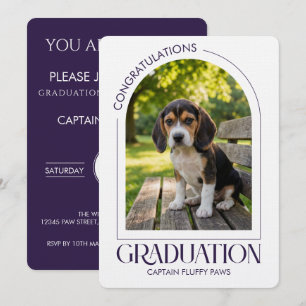 Dog Training School Pet Photo Purple Graduation Announcement