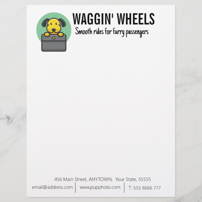 Dog Transport Business Custom  Custom Letterhead (Front)
