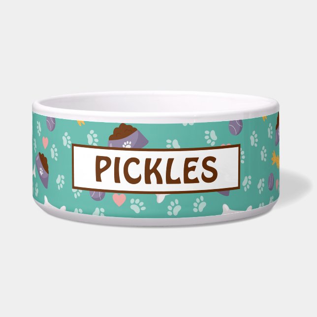 Dog Treats and Paws Pet Bowl (Front)