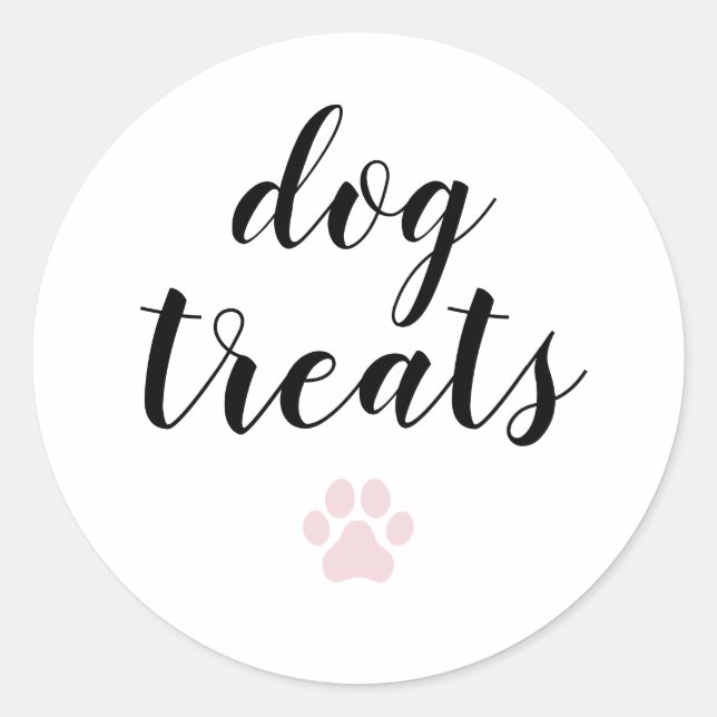 Dog Treats Calligraphy Favour Classic Round Sticke Sticker (Front)