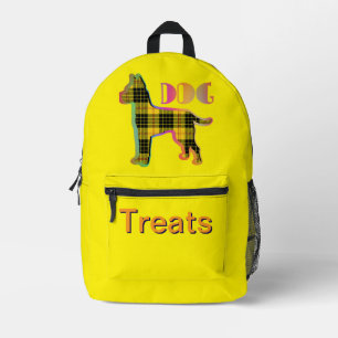DOG Treats Pet Lover Dog Owner Yellow Plaid Printed Backpack