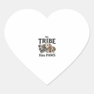 Dog Tribe Has Paws Vintage Engraving Design_1 Heart Sticker