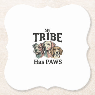 Dog Tribe Has Paws Vintage Engraving Design_1 Paper Coaster