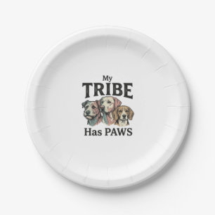 Dog Tribe Has Paws Vintage Engraving Design_1 Paper Plate