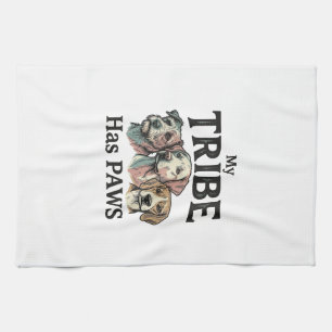 Dog Tribe Has Paws Vintage Engraving Design_1 Tea Towel