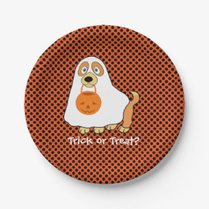 Dog Trick or Treat Paper Plates 7"