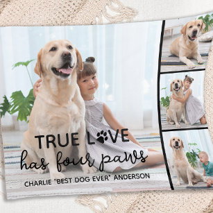 DOG True LOVE Personalised Dog Lover 4 Picture Fleece Blanket