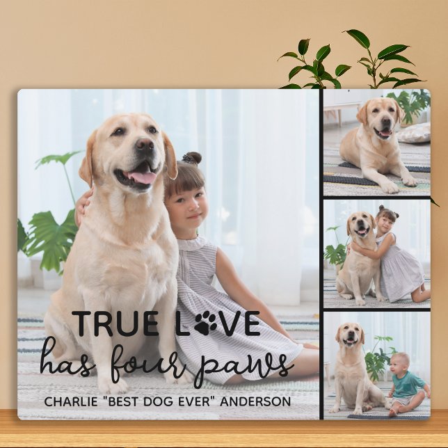 DOG True LOVE Personalised Dog Lover 4 Picture Plaque (Creator Uploaded)