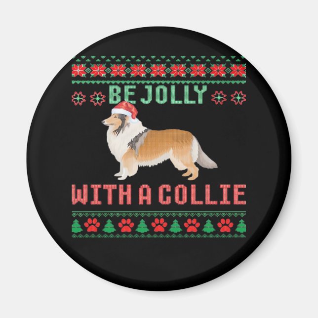 Dog Ugly Christmas Sweater Be Jolly With A Rough C Magnet (Front)