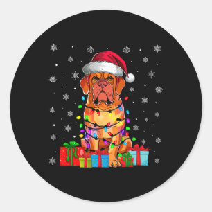 Dog Ugly Xmas Lights Santa Dogue De Bordeaux Dog C Classic Round Sticker