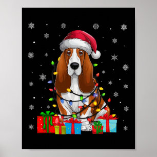 Dog Ugly Xmas Lights Santa Hat Bet Hound Dog Chris Poster
