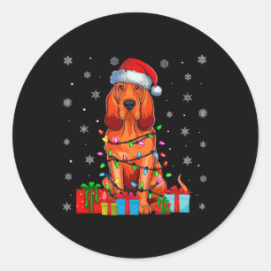 Dog Ugly Xmas Lights Santa Hat Bloodhound Dog Chri Classic Round Sticker