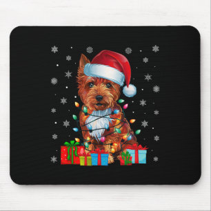 Dog Ugly Xmas Lights Santa Hat Cairn Terrier Dog C Mouse Pad