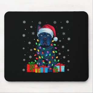 Dog Ugly Xmas Lights Santa Hat Cane Corso Dog Chri Mouse Pad