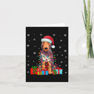 Dog Ugly Xmas Lights Santa Hat Irish Wolfhound Dog Card
