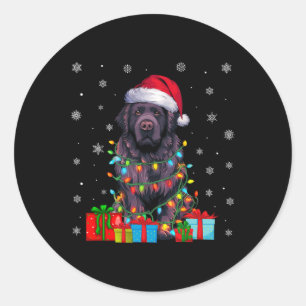 Dog Ugly Xmas Lights Santa Hat Newfoundland Dog Ch Classic Round Sticker