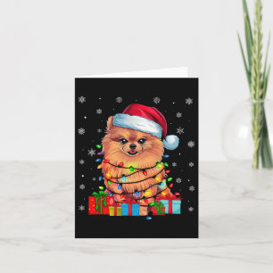 Dog Ugly Xmas Lights Santa Hat Pomeranian Dog Chri Card