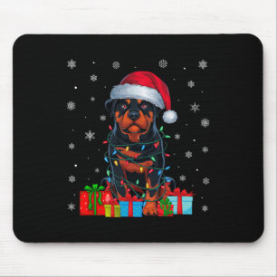 Dog Ugly Xmas Lights Santa Hat Rottweiler Dog Chri Mouse Pad