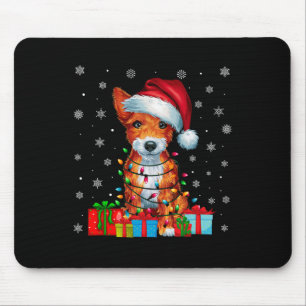 Dog Ugly Xmas Lights Santa Hat Toy Fox Terrier Dog Mouse Pad