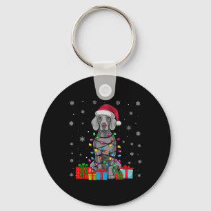 Dog Ugly Xmas Lights Santa Hat Weimaraner Dog Chri Key Ring