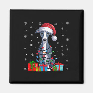 Dog Ugly Xmas Lights Santa Italian Greyhound Dog C Magnet