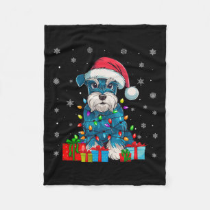 Dog Ugly Xmas Lights Santa Miniature Schnauzer Dog Fleece Blanket