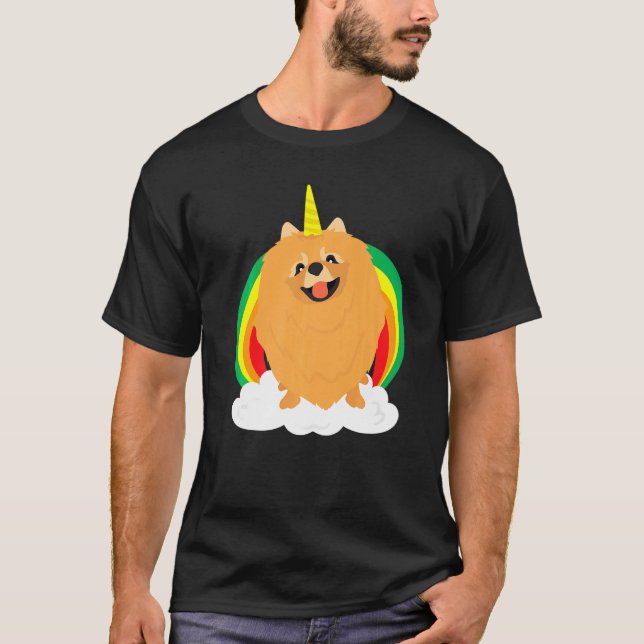 Dog Unicorn Horn Rainbow Animal Fun   T-Shirt (Front)