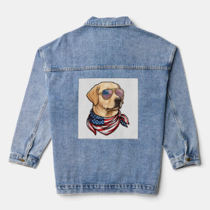 Dog Usa Flag Sunglasses Bandanna Denim Jacket